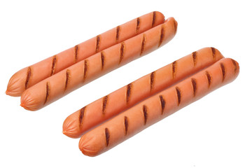 grilled sausages isolated on a white background