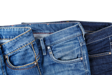 different jeans on white background
