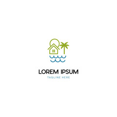 Home Vacation Ocean Creative Design Logo