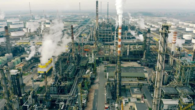 Aerial view of a huge polluting industrial facility