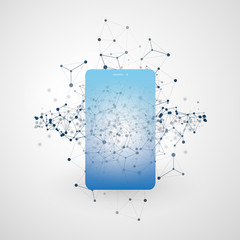 Networks Design with Mesh and Smartphone Silhouette - Vector Template for Your Business 