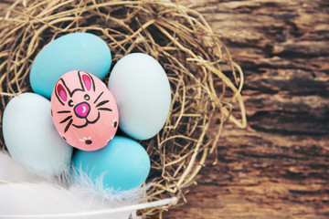 Painted colorful Easter eggs background - Easter holiday celebration background concept