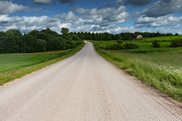 Gravel road in countryside.