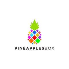 pineapple box gift logo concept