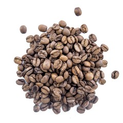 Coffee beans in bulk on a homogeneous background