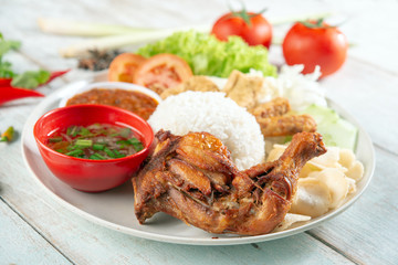 Nasi lemak kukus with fried drumstick