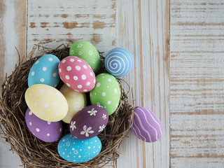 Painted colorful Easter eggs background - Easter holiday celebration background concept