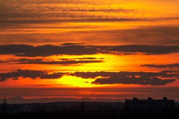 Beautiful fiery sunset