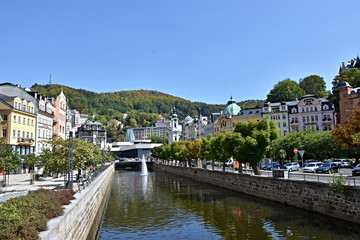 Obraz premium Karlsbad, a spa town in Bohemia, frequently visited by tourists