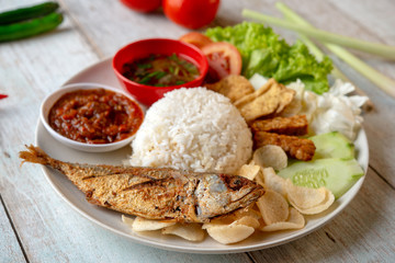Fried mackerel fish rice