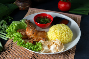 Chicken rice with drumstick