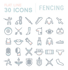 Set Vector Line Icons of Fencing.