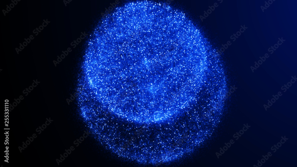 Poster futuristic blue sphere. sphere with connected points. abstract space banner. abstract 3d grid design
