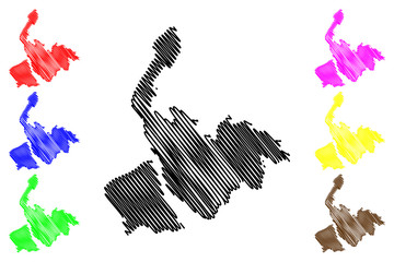 Obraz premium Merseyside (United Kingdom, England, Metropolitan county) map vector illustration, scribble sketch Merseyside map