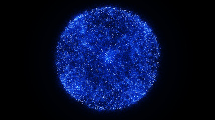 Futuristic blue sphere. Sphere with connected points. Abstract space banner. Abstract 3d grid...
