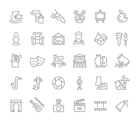 Set Vector Line Icons of Fine Art.