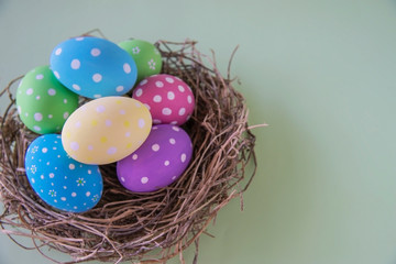 Painted colorful Easter eggs background - Easter holiday celebration background concept