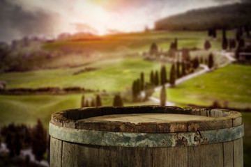 Naklejka premium Desk of free space and italy landscape 