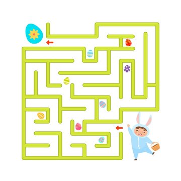 Maze game for children. Help the bunny collect all the Easter eggs.