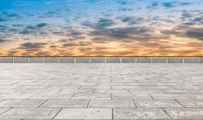 Empty square tiles and beautiful sky scenery