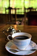 お洒落な古民家カフェのコーヒー