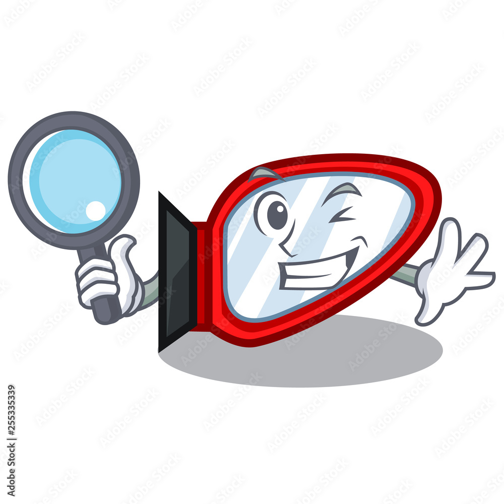 Sticker detective side mirror in the cartoon shape