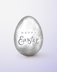 Happy easter realistic gold glitter decorated egg