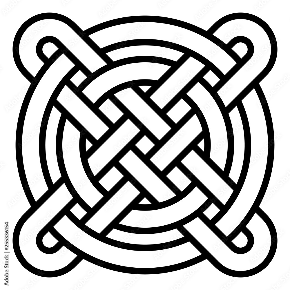 Poster national celtic pattern intertwined circles and cross, vector chinese pattern weaving, the symbol of