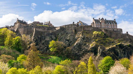 Edinburgh Castle, Scotland UK,1100 year old fortress, rising on the Castle Rock volcanic plug on a...