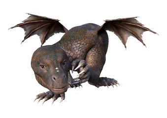 3D Rendering Fairy Tale Dragon on White