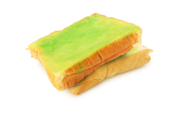 Fresh bread and pandan custard.With Clipping Path.