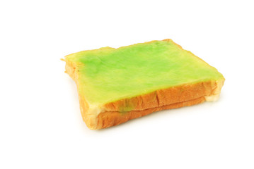 Fresh bread and pandan custard.With Clipping Path.