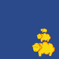 blue background yellow sheep 