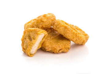 Fried chicken nuggets isolated on white background