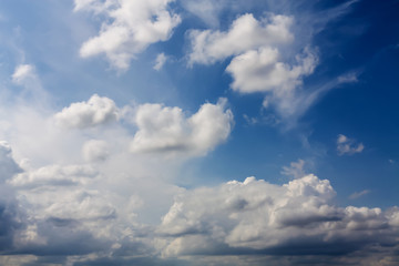 Blue sky with clouds on a sunny day.