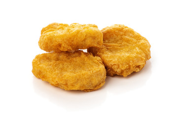 Fried chicken nuggets isolated on white background