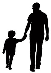 father and daughter together, silhouette vector