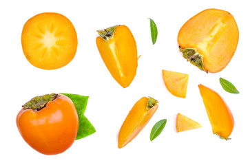 Persimmon isolated on a white background, top view