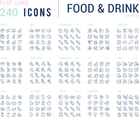 Collection Linear Icons of Food and Drinks