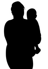 mother and baby together, silhouette vector