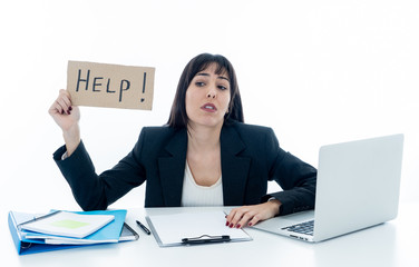 Young business woman stressed and desperate with laptop. Frustrating and stressful work environment
