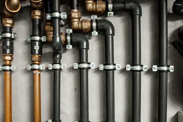 pipel connections in a residential building.  Industrial pipeline.