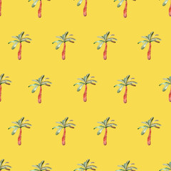 Palm tree pattern. Seamless hand drawn textures on exotic trendy background. Nature textile print. Modern tropical template for web, card, placard, poster, cover, flyer, invitation, brochure, banner.
