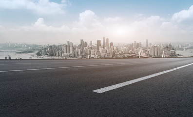 Fototapeta premium Urban Road, Highway and Construction Skyline