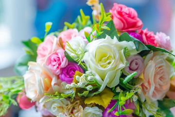 Colorful fabric roses flower decoration