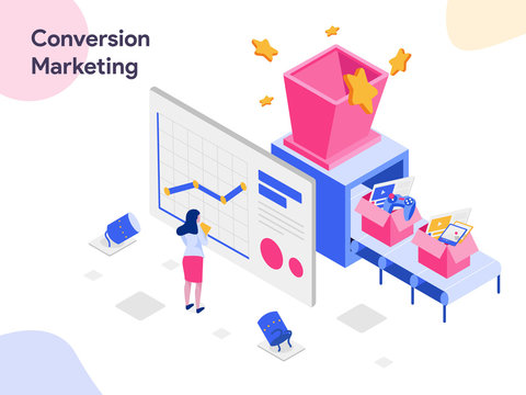 Conversion Marketing Isometric Illustration. Modern flat design style for website and mobile website.Vector illustration