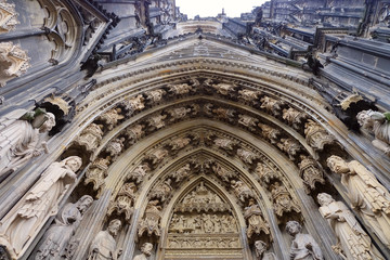 Gothic bas reliefs on Cologne Cathedral