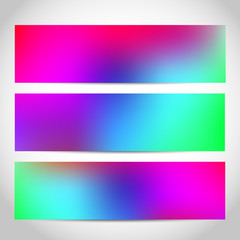 Banners or headers, footers with trendy bright neon gradient colorful background