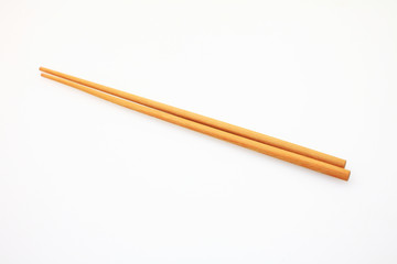 wood chopsticks on white background