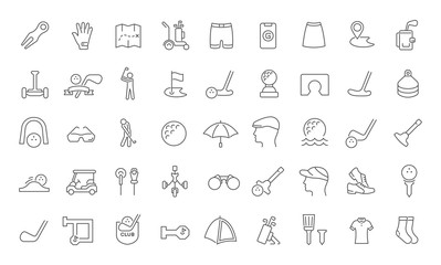 Set Vector Line Icons of Golf.